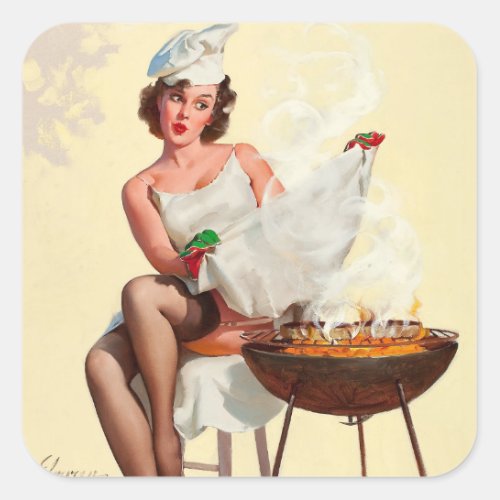 Rare Treat Pin Up Art Square Sticker