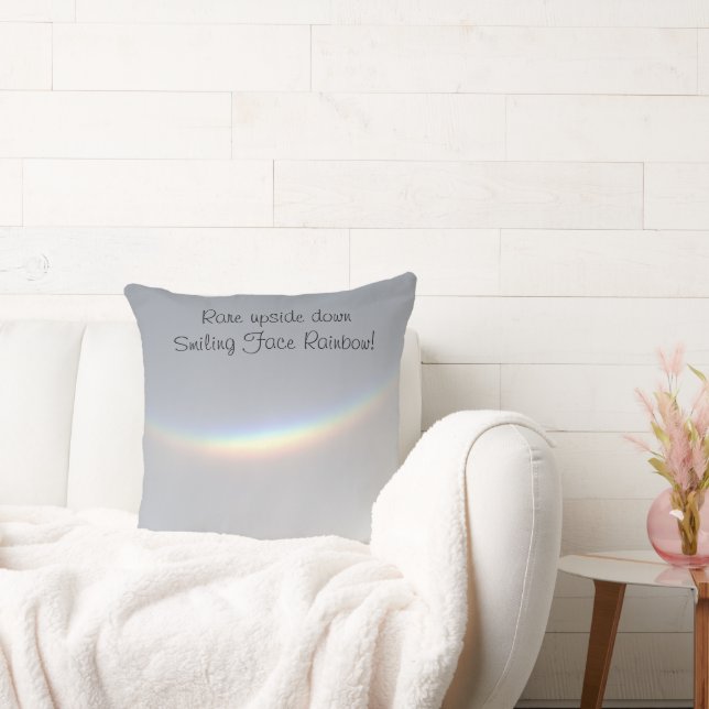 Rare Upside Down Smiling Face Rainbow Jersey Shore Throw Pillow (Couch)
