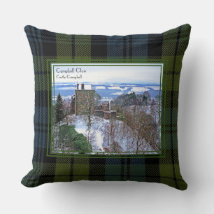 Rare View Castle Campbell Tartan Snow Photo Throw Pillow