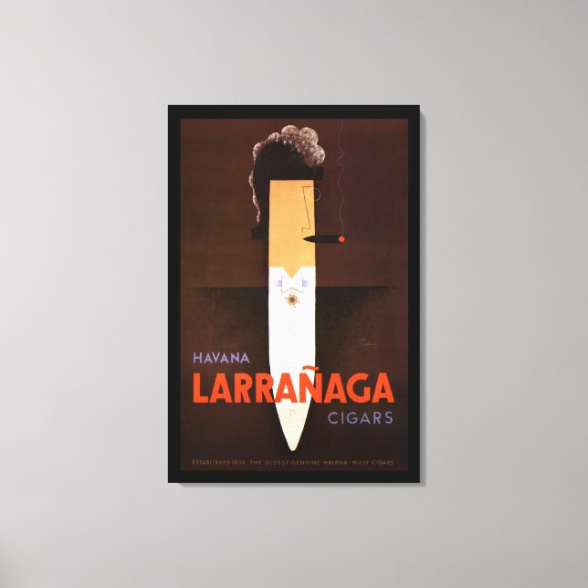 RARE VINTAGE FRENCH ART DECO CIGAR MAN CANVAS PRINT (Front)