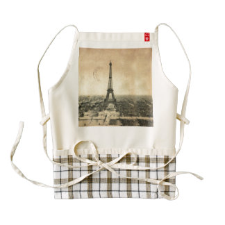 Rare vintage postcard with Eiffel Tower in Paris Zazzle HEART Apron