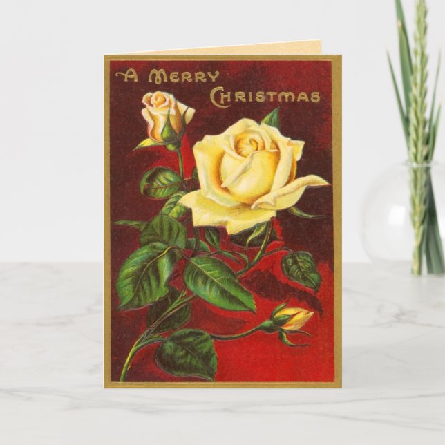 Rare Vintage Roses Christmas Card (Front)