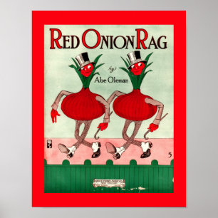 Rare Vintage Sheet Music Cover Copy RED ONION RAG Poster
