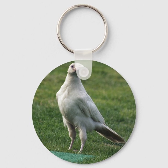 Rare White Raven Gifts Keychain (Front)