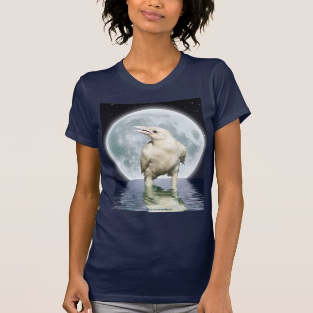 Rare White Raven & Moon II Art T-shirt (Front)