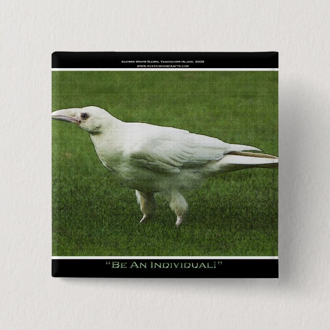 Rare White Raven Motivation Pin (Front)