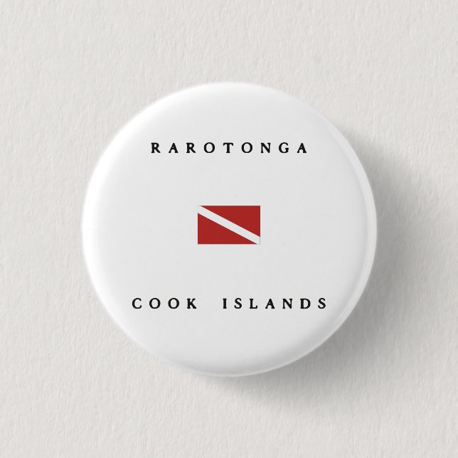 Rarotonga Cook Islands Scuba Dive Flag Pinback Button (Front)