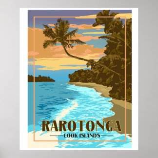 Rarotonga Cook Islands - Vintage Travel Poster