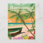 Rarotonga pacific island vintage travel poster postcard