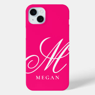 Rasberry pink monogrammed Case-Mate iPhone 15 case