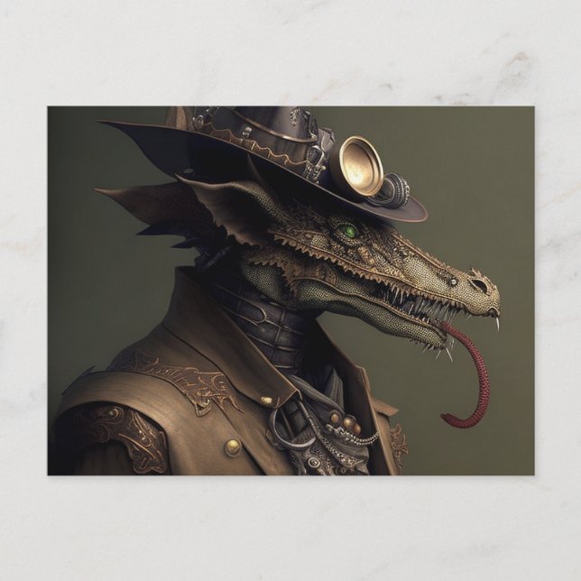 Rascal Steampunk Dragon Postcard (Front)