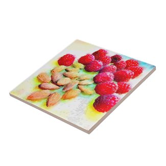Raspberries and Almonds Watercolor
