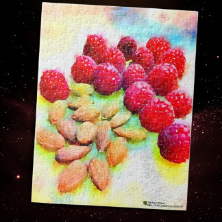 Raspberries and Almonds Watercolor Jigsaw Puzzle