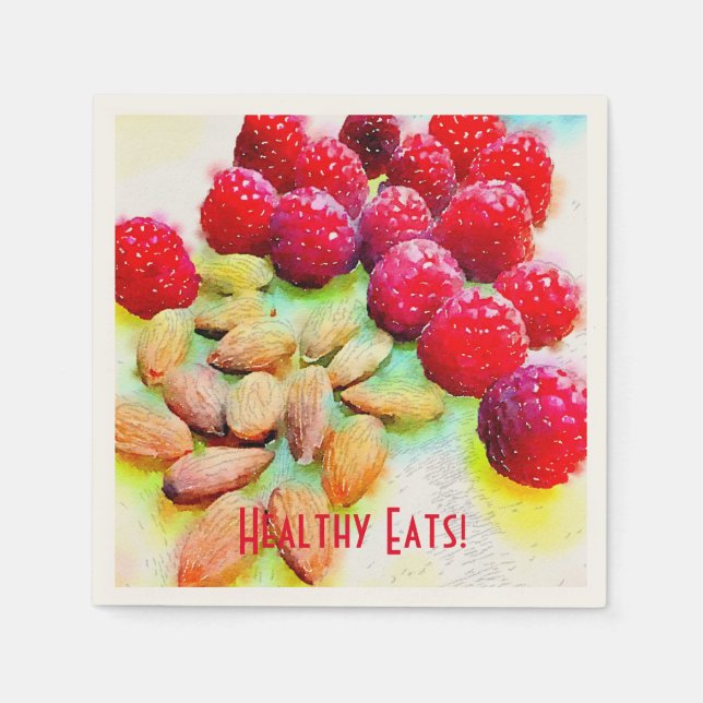 Raspberries and Almonds Watercolor Napkins (Front)