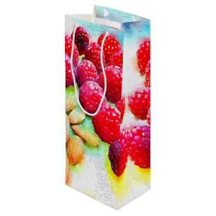 Raspberries and Almonds Watercolor Wine Gift Bag