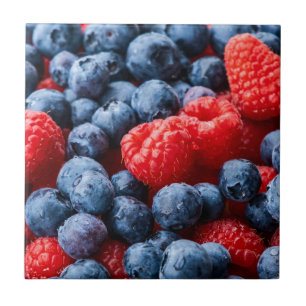Raspberries and Blueberries Ceramic Tile
