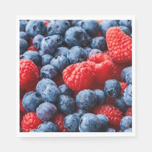 Raspberries and Blueberries Napkins (Front)
