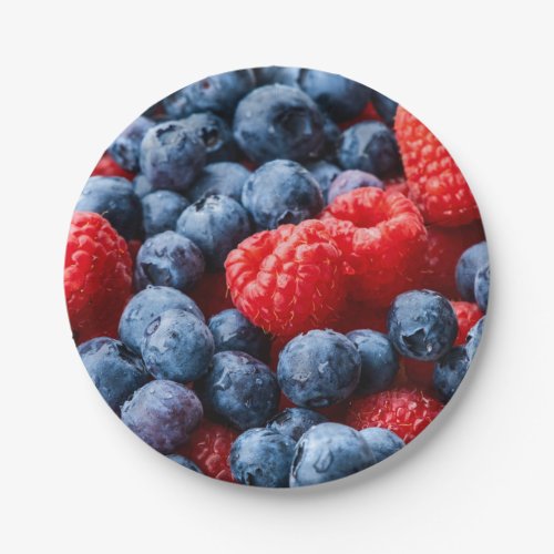 Raspberries and Blueberries Paper Plates