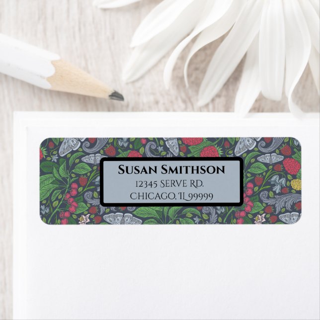 Raspberries Butterflies Currants Return Address Label (Insitu)