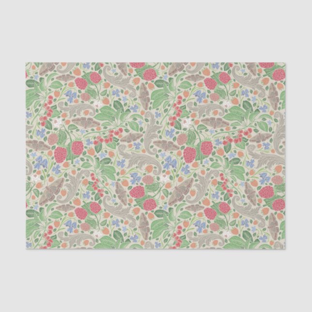 Raspberries Butterflies Currants Strawberry Garden Tissue Paper (Front)