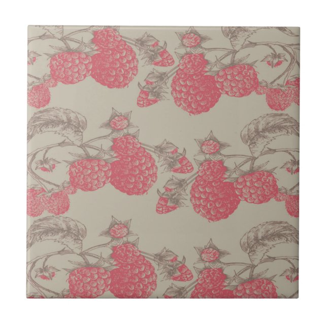 Raspberries Ceramic Tile (Front)