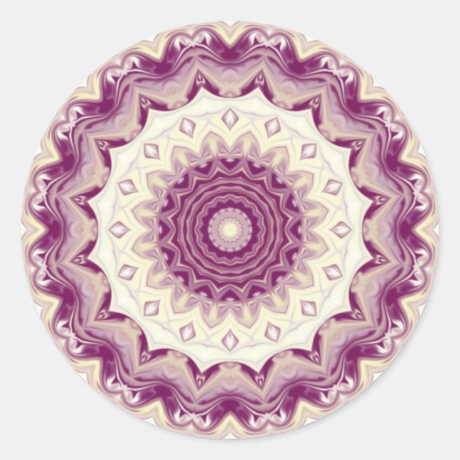 Raspberries & Cream Kaleidoscope Classic Round Sticker (Front)
