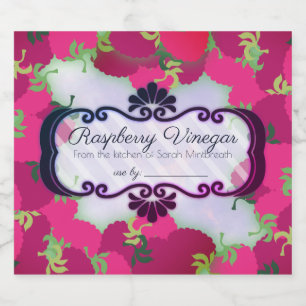 Raspberries flavored vinegar home canning label