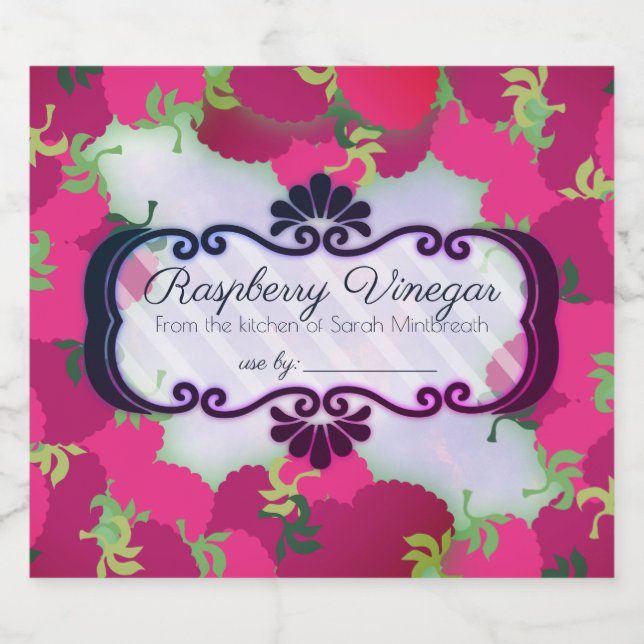 Raspberries flavored vinegar home canning label (Single Label)