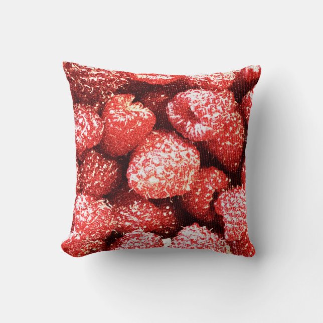 "Raspberries Fruit" Cute Photo. Buy Now Throw Pillow (Front)