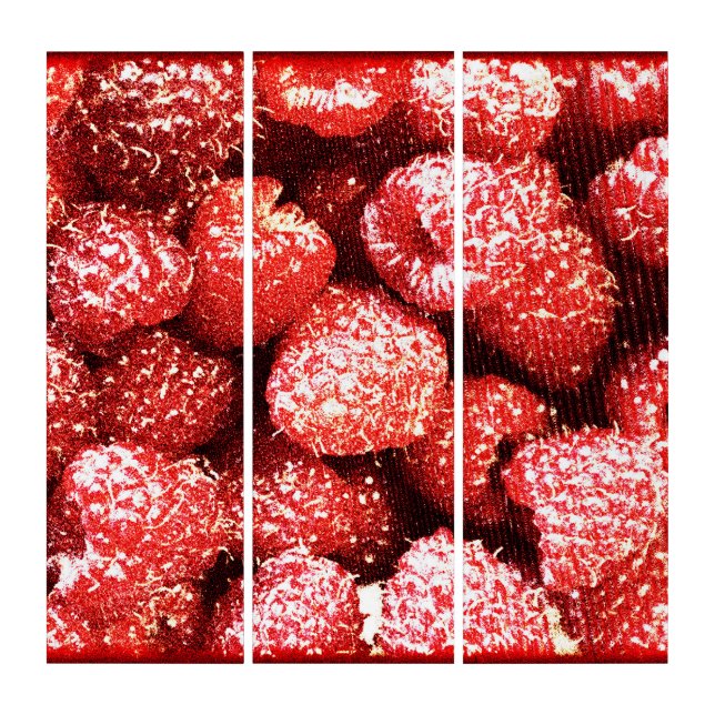 "Raspberries Fruit" Cute Photo. Buy Now Triptych (Front)