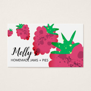 Raspberries fruit jam pies bakery business card