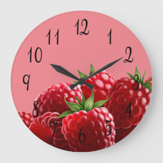 Raspberries Large Clock