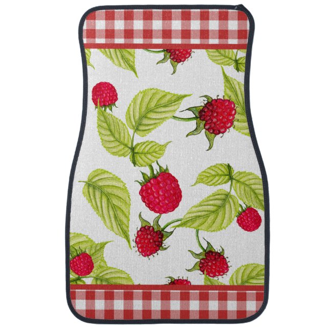 Raspberries on Red Gingham  Car Floor Mat (Front)