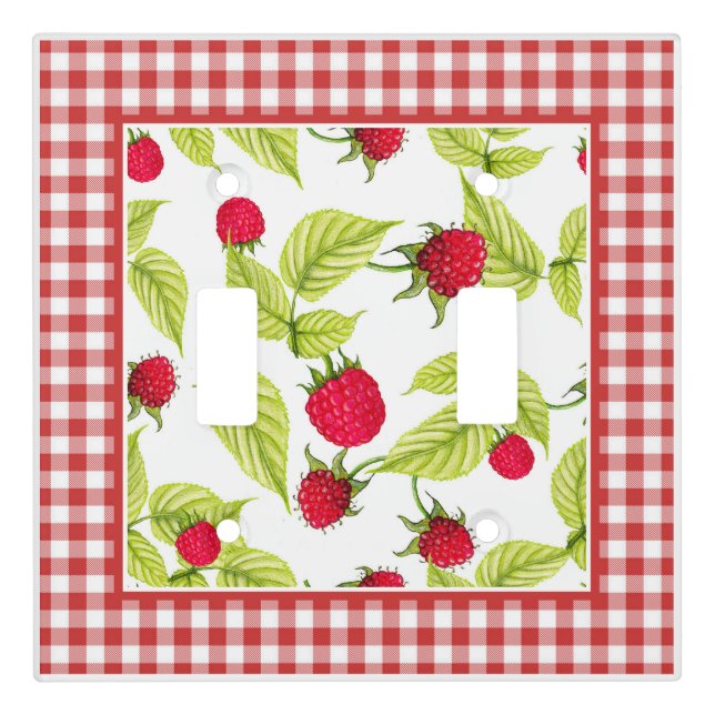 Raspberries on Red Gingham  Light Switch Cover (Front)