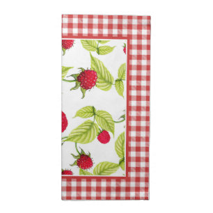 Raspberries on Red Gingham Set of Cloth Napkin