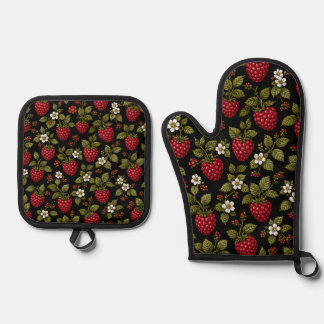 Raspberries Oven Mitt & Pot Holder Set