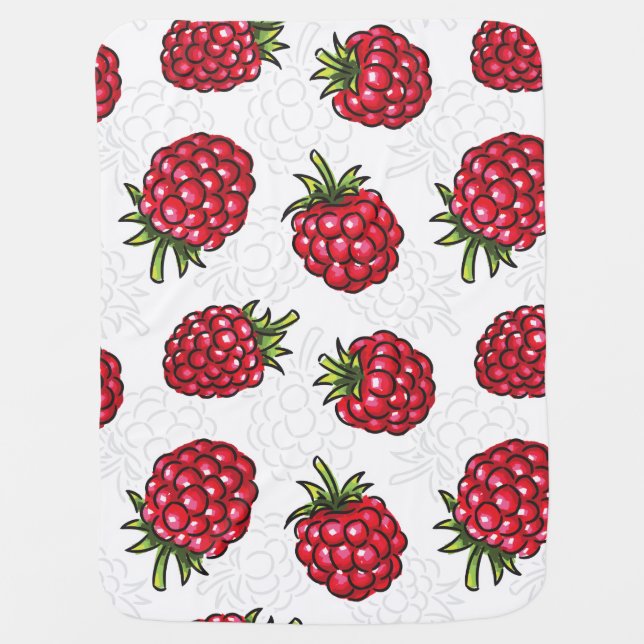 Raspberries seamless pattern baby blanket (Front)