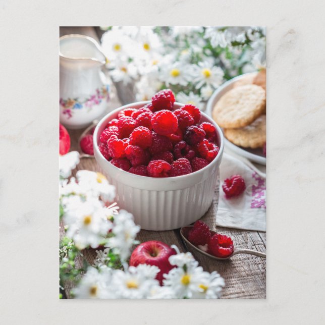 Raspberries Summer Photo Postcard (Front)