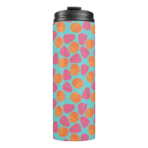 Raspberries Tangerines on Bright Turquoise Blue Thermal Tumbler