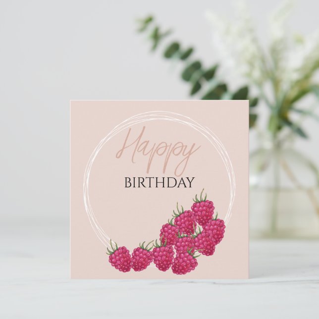 Raspberries Watercolor Illustration Card (Standing Front)