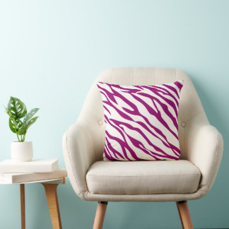 Raspberry and Off-White Zebra Design Pillow