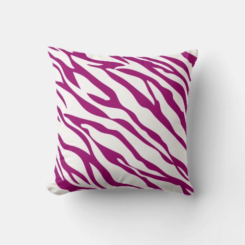 Raspberry and Off_White Zebra Design Pillow