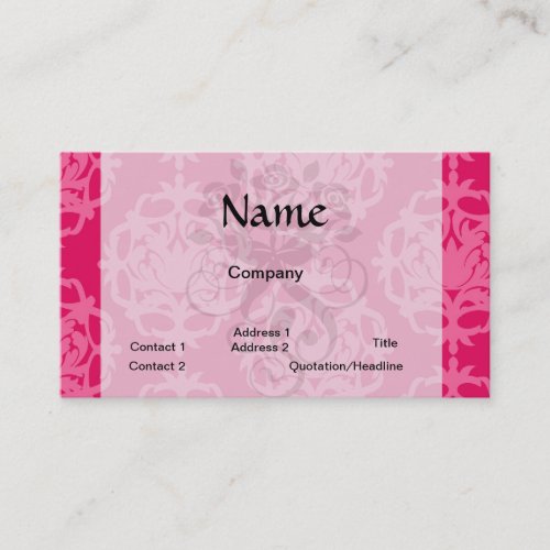 Raspberry and pink damask business card