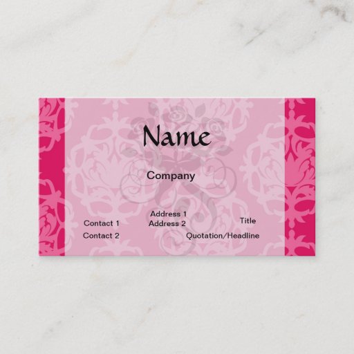 Customizable Raspberry and pink damask business card
