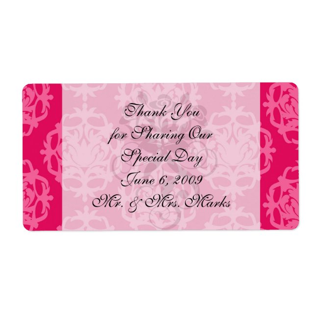 Raspberry and pink damask label (Front)