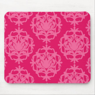 Raspberry and pink damask mouse pad