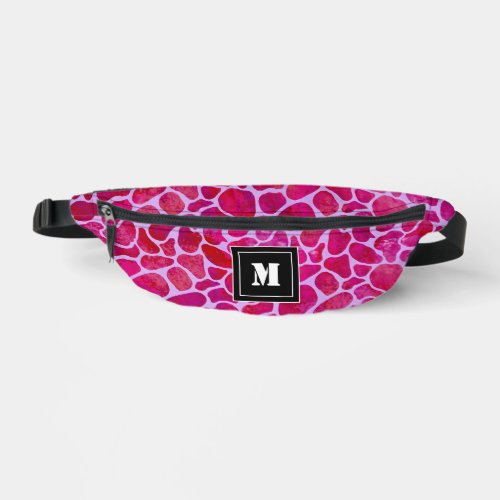 Raspberry and Prink Leopard Print Pattern Monogram Fanny Pack