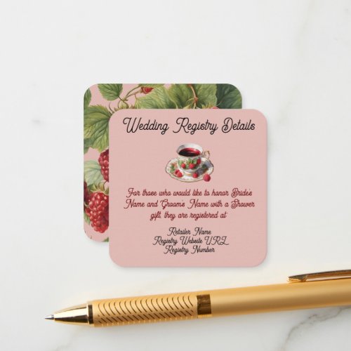 Raspberry and Tea Wedding Registry Enclosure Card