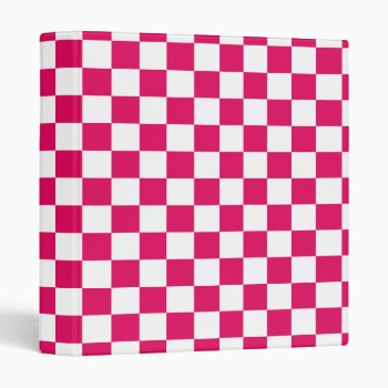 Raspberry And White Checker Pattern Binder by FantabulousPatterns at Zazzle