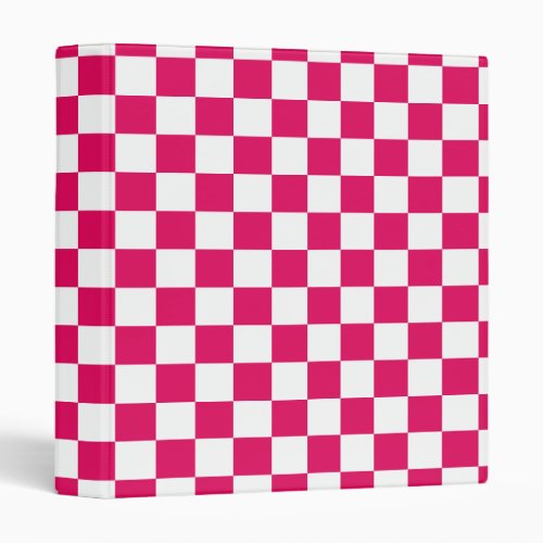 Raspberry and White Checker Pattern Binder